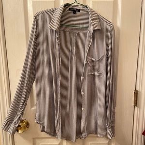 Blue and white striped button down shirt